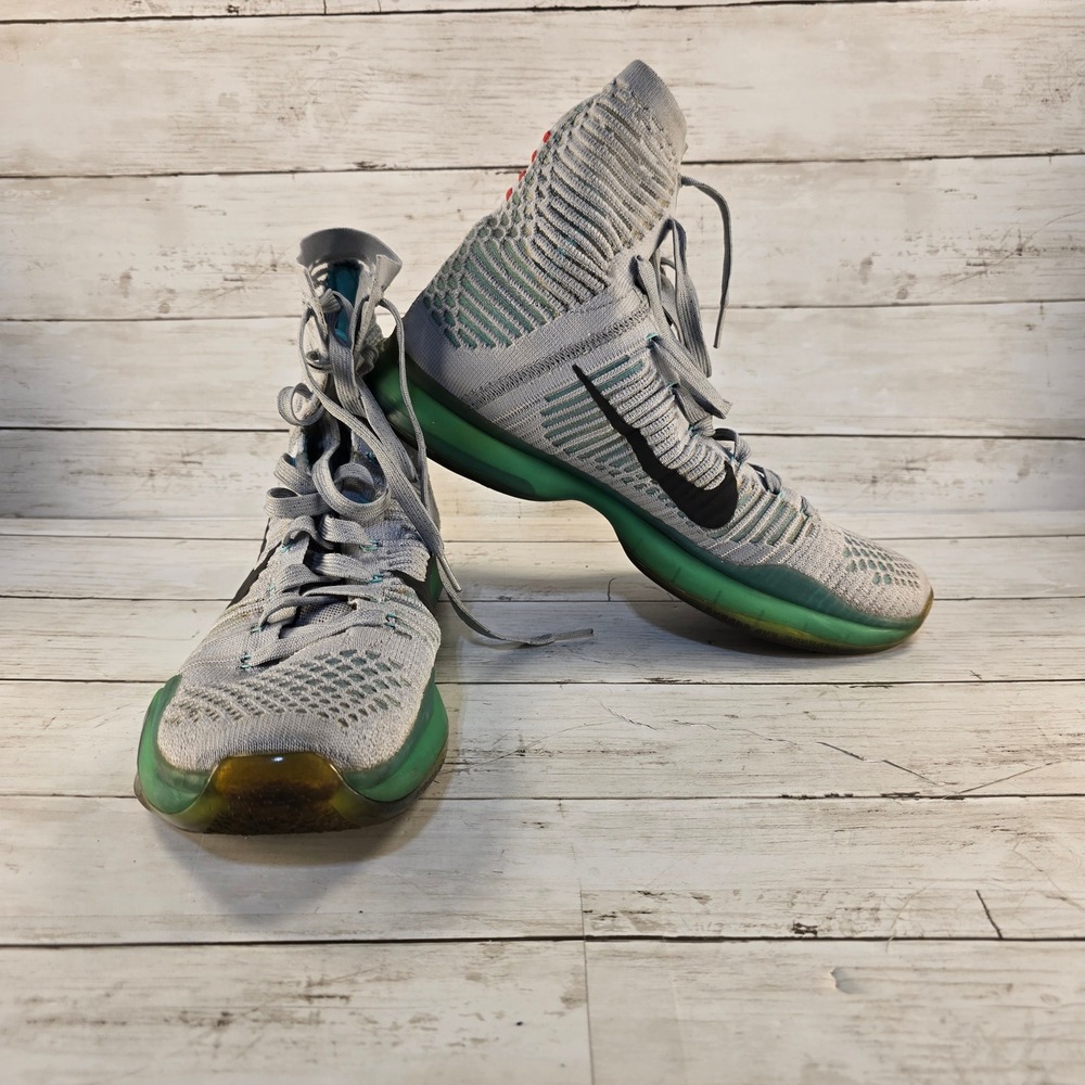 Nike Kobe 10 Elite High Team Wolf Grey Green 718763-041 Mens 10 Basketball Shoes